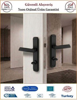 Trendhomm Prizma Aynalı İç Kapı Kolu - Mat Siyah - Wc Banyo - Sağ