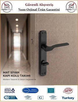 Trendhomm Sedir Aynalı İç Kapı Kolu - Mat Siyah - Wc Banyo - Sol