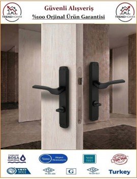 Trendhomm Sedir Aynalı İç Kapı Kolu - Mat Siyah - Wc Banyo - Sol