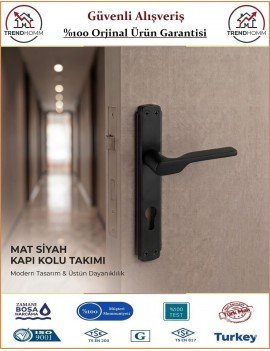 Trendhomm Sedir Aynalı İç Kapı Kolu - Mat Siyah - Dış Kapı - Yale