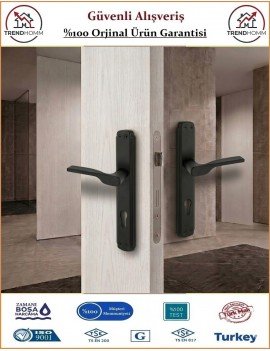 Trendhomm Sedir Aynalı İç Kapı Kolu - Mat Siyah - Dış Kapı - Yale