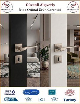 Trendhomm Sedir Rozetli İç Oda Kapı Kolu - Parlak Nikel - Oda