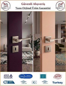 Trendhomm Sedir Rozetli İç Oda Kapı Kolu - Parlak Nikel - Oda