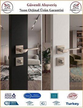 Trendhomm Sedir Rozetli İç Oda Kapı Kolu - Parlak Nikel - Wc Banyo