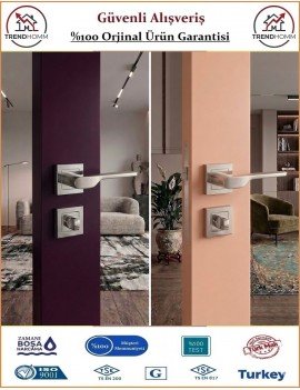 Trendhomm Sedir Rozetli İç Oda Kapı Kolu - Parlak Nikel - Wc Banyo