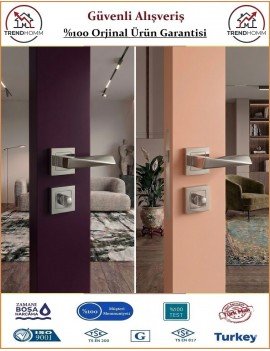 Trendhomm Prizma Rozetli İç Oda Kapı Kolu - Parlak Nikel - Wc Banyo
