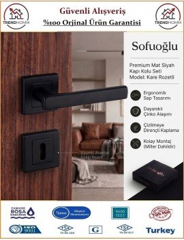Sofuoğlu Yıldırım Rozetli Kapı Kolu - Mat Siyah - Oda