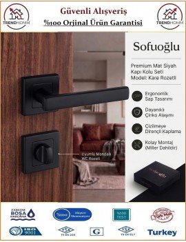 Sofuoğlu Yıldırım Rozetli Kapı Kolu - Mat Siyah - Wc Banyo