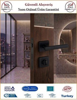 Sofuoğlu Yıldırım Rozetli Kapı Kolu - Mat Siyah - Wc Banyo
